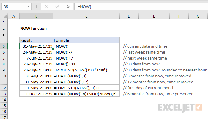 Function To Display Today S Date In Excel